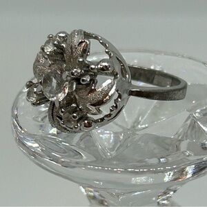Custom vintage silver/clear stones ring